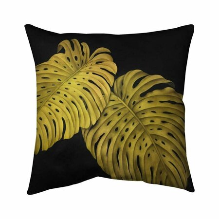 FONDO 20 x 20 in. Gold Monstera-Double Sided Print Indoor Pillow FO2772704